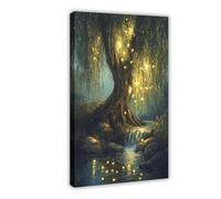 Willow Tree Fairies Poster Cottagecore Decor Dark Academia Art Enchanted Illustration Vintage Nature Wall Art Rustic Aesthetic