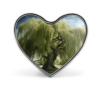 Willow Tree Heart Pin, Heart Brooch Badge | Aluminum Alloy Elegant Lapel Pin Badge for Women Men & Gift, Fashion Heart Badge Button Brooch for Bag Clothes Accessories