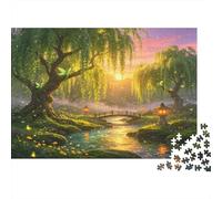 Willow Tree Lake 1000 Piece Jigsaw Puzzle Paper Jigsaw Puzzle for Adults Tranquil Nature Scene Family Relaxation Gift 70x50cm/1000pcs