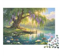 Willow Tree Lake View 1000 Piece Jigsaw Puzzle Paper for Adults Relaxing Nature Scene Home Decor 52x38cm/1000pcs