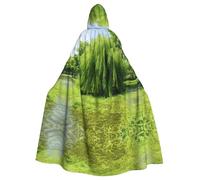 Willow Tree Print Halloween Hooded Cloak for Women Men Witch Cape Robe Carnival Cosplay Costume Parties Black