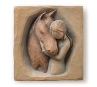 Willow Tree Quiet Strength, Always There for me, Expression of Friendship and Love Between Girls and Horses, Sculpted Hand-Painted Bas Relief Wall Plaque