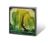 Willow Tree Square Tile Unisex Brooches & Pins Square Lightweight Lapel Badge Jewelry for Clothing Shawl Hat