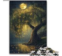 Willow Tree Under The Moon Puzzles for Adults Teens 1000pc Puzzle, Interesting Stress Reduction Parent-child Interaction (26x38cm)