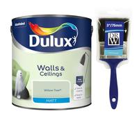 Willow Tree Walls & Ceilings Matt Emulsion Paint 2.5L + 3" Emulsion Paint Brush - Smooth Creamy Finish, Quick Dry, Low VOC, Easy Application for Walls & Ceilings