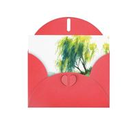 Willow Trees By The River Elegant Greeting Card On Pearl Paper â€“ Premium Shimmering Design For Christmas, Birthday, Wedding & Valentineâ€™s Day Celebrations