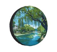 Willow Trees By The River Universal Fit Tire Cover - All-Season Weatherproof Car Wheel Protector, Durable & Easy Install, Available In Black, White, Gray, Silver