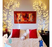 Willow Vine Lights,Intelligent Voice Control 8 Flash Model Twinkling Tree, 8.5ft Flexible Tree 160 Leds for Living Room Bedroom Decorations, Lighted 20 Branchs for Wall Corner Decor(Voice+Key Control)