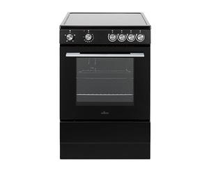 Willow W60CCBLK 68L Freestanding Electric Single Cavity Cooker with 4 Ceramic Hobs, Oven Light, Control Knobs, Easy Clean - Black