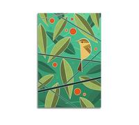 Willow Warbler In A Tree Retro Illustration Canvas Poster Wall Art Poster Suitable for Room Aesthetics And Decoration Bedroom And Living Room Unframe-style 20x30inch(50x75cm)