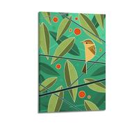 Willow Warbler In A Tree Retro Illustration Canvas Poster Wall Art Poster Suitable for Room Aesthetics And Decoration Bedroom And Living Room Frame-style 24x36inch(60x90cm)