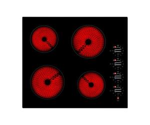 Willow WCH60D 60cm Ceramic Hob, Electric Hob Cooktop with Four Cooking Zones, Rotary Controls, Child Lock, Black