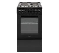 Willow 62L Black Electric 50cm Single Cavity Cooker, Solid 4 Zone Hob
