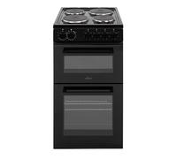 Willow WE50TSB 62L Freestanding Electric Cooker, 50cm Wide Twin Cavity Cooker with Solid 4 Plate Hob, 31L Capacity Grill Cavity, 2 Year Warranty - Black