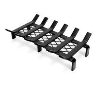 WILLOW WEAVE 17" Fireplace Grate with Ember Retainer, Wood Stove Grate Rack, Heavy Duty Solid Steel 6-Bars Firewood Holder, Non-Assembly Fire Grate for Indoor Hearth Outdoor Firepit - Matt Black