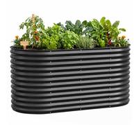 WILLOW WEAVE Metal Raised Bed Kit 160x80x80cm, Galvanised Steel Planter Box Outdoor for Gardening, Easy Assembly Garden Bed for Vegetables Herbs, Flowers, Weatherproof Oval Shape - Grey