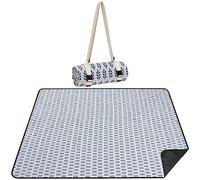 WILLOW WEAVE Picnic Rugs Washable | Beach Mat Sand Free Waterproof | Camping Blankets | Emergency Blankets | Picnic Baskets Accessories with Waterproof Backing and Shoulder Strap - BlueLeaf