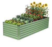 WILLOW WEAVE Raised Beds for Garden, Galvanized Steel Planters Outdoor for Growing Plants, Vegetables, Flowers and Herbs, 240x90x60cm, OliveGreen