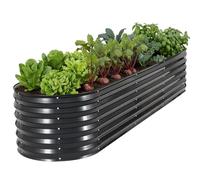 WILLOW WEAVE Raised Beds for Garden, Galvanized Steel Planters Outdoor for Growing Plants, Vegetables, Flowers and Herbs, 240x60x43cm, Grey
