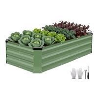 WILLOW WEAVE Raised Beds for Garden, Galvanized Steel Planters Outdoor for Growing Plants, Vegetables, Flowers and Herbs, 120x60x30cm, OliveGreen