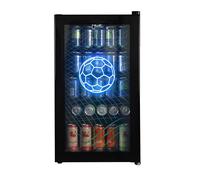 Willow WFBC98B 98L Freestanding Undercounter Beverage Cooler/Drinks Fridge, with Triple Glazed Glass Door, Adjustable Thermostat, Football Edition - Black