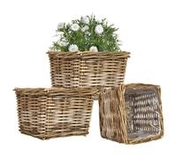 Willow Wicker Planter Set of 3 Rattan Planters with Handles (Square, M)