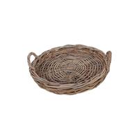 Willow Wicker Rattan Serving Tray Multi-Purpose Trays with Handles Round Platter for Food, Drinks and Decoration (Small)