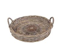 Willow Wicker Rattan Serving Tray Multi-Purpose Trays with Handles Round Platter for Food, Drinks and Decoration (Large)