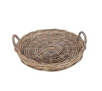 Willow Wicker Rattan Serving Tray with Handles Round Platter (Medium)