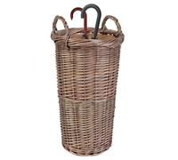 Willow Wicker Umbrella Stand with Handles Rustic Style Hallway Kitchen Porch Umbrella Storage Basket (Medium Round)