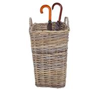 Willow Wicker Umbrella Stand with Handles Storage Basket (Square, Large)