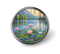 Willow Willow Lotus Round Badge Personalized Metal Lapel Pin Badges Fit Clothing Bags Hat Humorous Printed Brooch Badge Party Decorations Accessories for Men Women