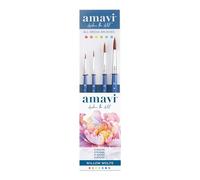 Willow Wolfe Artist Brush Amavi ™ - 4 Piece Brush Golden Taklon Brush Set - Mixed Media Rounds Set 1900SET1 - includes 0, 2, 6, 8 Brushes, Blue