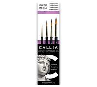 Willow Wolfe CALLIA™ Series 1200 Fine Round Brush Set #300 - 4-Piece Vegan Synthetic Mixed-Media Set (Sizes 0, 4, 6 & 8) for Acrylic, Oil & Watercolour