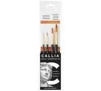 Willow Wolfe CALLIA™ Series 1200 Watercolour Basic Brush Set #200, 4-Piece Vegan Synthetic Mixed-Media Set (Script Liner 2/0, Rounds 3, 8, 12) for Acrylic, Oil & Watercolor
