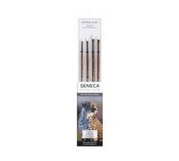 Willow Wolfe Seneca Artist Brushes, Carla Grace Set - Mixed Media Details Shapes Features a Round 0, Bright 2, Filbert 0, and Filbert 2