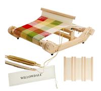 WILLOWDALE 12 Inches Weaving Loom Kit with Heddle Shed Stick, Wooden Multi-Craft Weaving Loom for Adults, Threads Warping Frame with Pegs and Yarn Stand, Weaving Frame Loom for Beginner