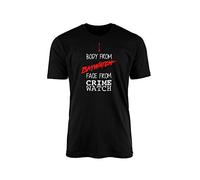 WillowGifts Body from Baywatch T-Shirt Beach Body TV Show Crime Criminal Present Gift Idea Twin Needle Collar 3-4'' Neck 100% Ringspun Combed Cotton High Stitch Density (Black, XL)