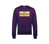 WillowGifts Golden Ticket Jumper Sweatshirt All Seasons Pullover Novelty Childrens World Book Day Classics Candy Lollipop Sweets Family TV Film Kids Teen Gift Present (Purple, Small)