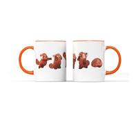WillowGifts Red Panda Cartoon Mug Tea Cup Cute Cute Sweet Canada Chinese Animated Coming of Age Fantasy Comedy Film Movie Kids Childrens Mei Student Girl Gift Present (Orange Handle)