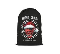WillowGifts Satan Claus Is Coming To Town Santa Sack - Goth Dark Christmas Xmas Festive Holiday Presents Stockings Present Gift
