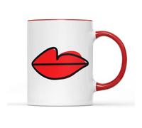 WillowGifts Sexy Red Lips Mug Tea Coffee Cup Dark Funny Drama Spy Thriller British TV Show Villanelle Assassin Assignment Investigator Intelligence Love MI5 Eve Gift Present (Red Handle)