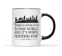 WillowGifts There is Some Good in This World Worth Fighting for Mug Tea Coffee Cup - Book Lover Novel Series Trilogy Fiction Fantasy Geek Nerd Quote Phrase Gift Present (Black Handle)