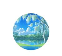 Willows On The Waterfront Pattern Car Air Fresheners 4 Pcs Round Shape Hanging Aromatherapy Tablets Scented Fresheners For Bedroom Bathroom