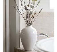 Willowy 10 Inch Elegant Glossy Porcelain Vase - White Ceramic Vase, Large Ceramic for Vases Home Decor, Tall White Decorative Vases for Pampas Grass