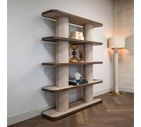 Willox Curved Open Shelving Unit - Beige and Brown - Oak