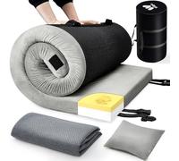 Willpo CertiPUR-US Memory Foam Camping Mattress Portable Sleeping Pad Floor Guest Bed Lightweight Outdoor Tent Mattress Removable Waterproof Cover Travel Bag