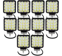 Willpower 10PCS 4 Inch 48W Led Work Lights Flood Beam LED Light Bar 12V 24V Led Pods Offroad Driving Lights Waterproof Fog Lamps for Truck Tractor 4x4 Car Boat ATV UTV SUV Square