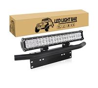Willpower 126W 20 Inch Led Light Bar Flood Spot Combo Beam + 23 Inch License Plate Holder Universal Aluminum Bull Bar Front Bumper Number Plate Frame for Offroad 4X4 Trucks Tractor Boat Car ATV