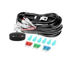 Willpower 12V LED Light Bar Wiring Harness Cable Kit, 10ft 18AWG, DC 40A, Two Control ON/Off Switches for Switching Between Different Modes for Amber White Dual Color Light Bar (2 Leads)